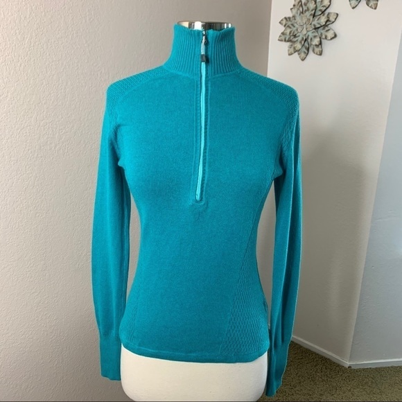 Eddie Bauer NWT Half Zip Knit Pullover Teal - Picture 2 of 12